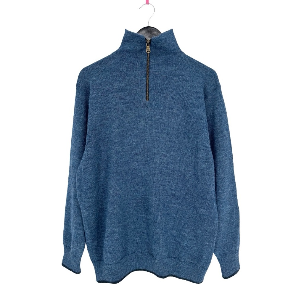 Alpaca International The Caminero Quarter-Zip Pullover Sweater Blue 100% Alpaca - Picture 4 of 10